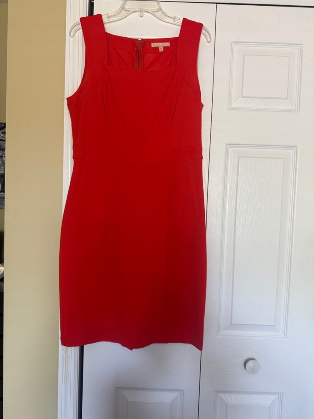 Gibson Latimer Sculpted Red Square-Neck Midi Dress